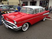 Red and White 1957 Chevrolet Bel Air